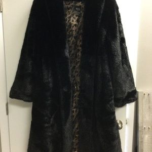 Long faux fur mink coat